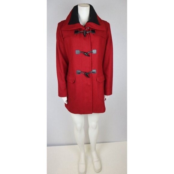 COLDWATER CREEK - WOMEN'S RED WOOL BLEND PEACOAT WINTER COAT - SIZE S 8 - Picture 1 of 9